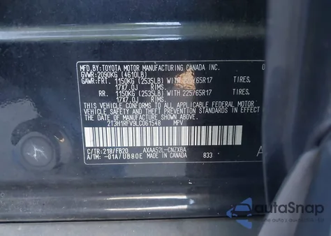 2020 Toyota Rav4 Le из США, поврежденный, VIN 2T3H1RFV9LC061548